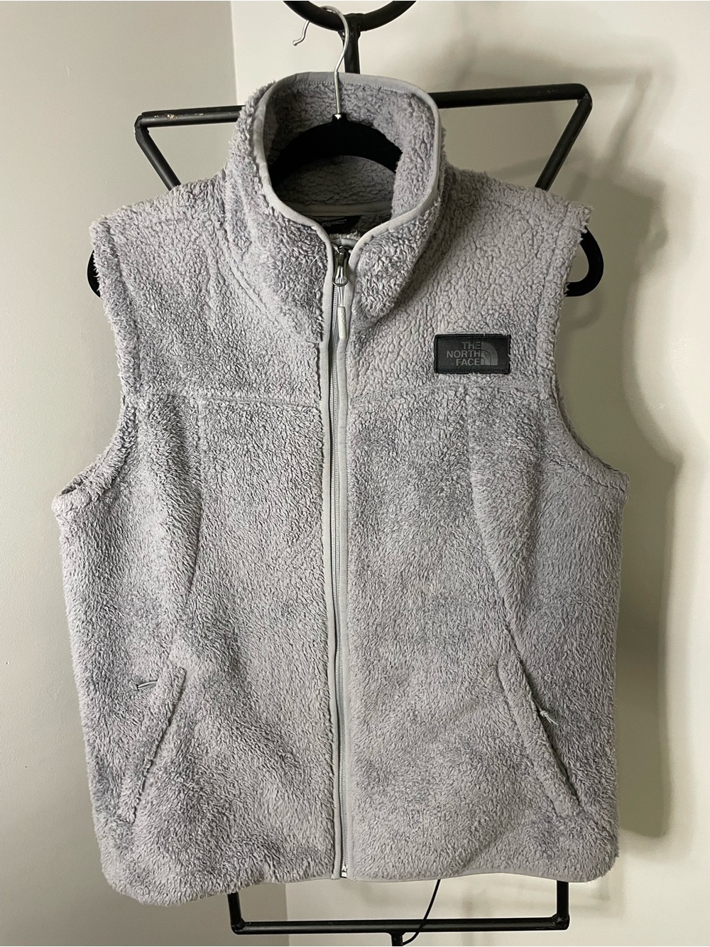 The North Face Light Gray Sherpa Fleece Vest